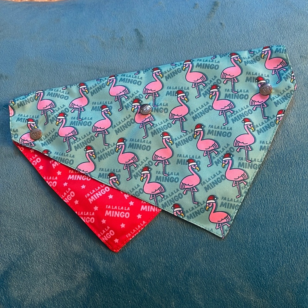 Reversable Christmas tree/Falalala Flamingo Holiday  Pet Bandana.